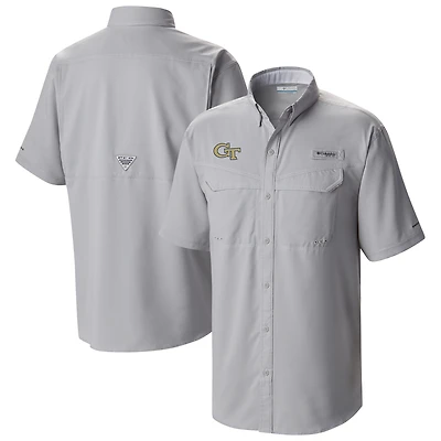 Men's Columbia  Gray Georgia Tech Yellow Jackets Low Drag Offshore Omni-Wick Button-Up Shirt