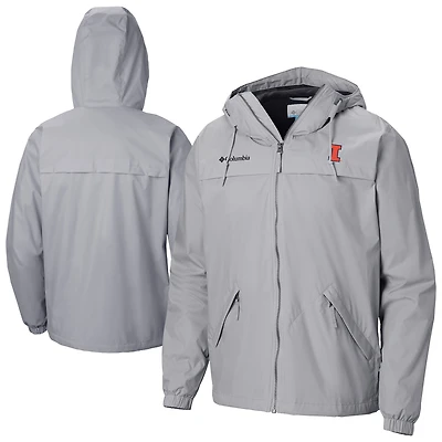 Men's Columbia Gray Illinois Fighting Illini Oroville Creek Lined Omni-Tech Full-Zip Jacket