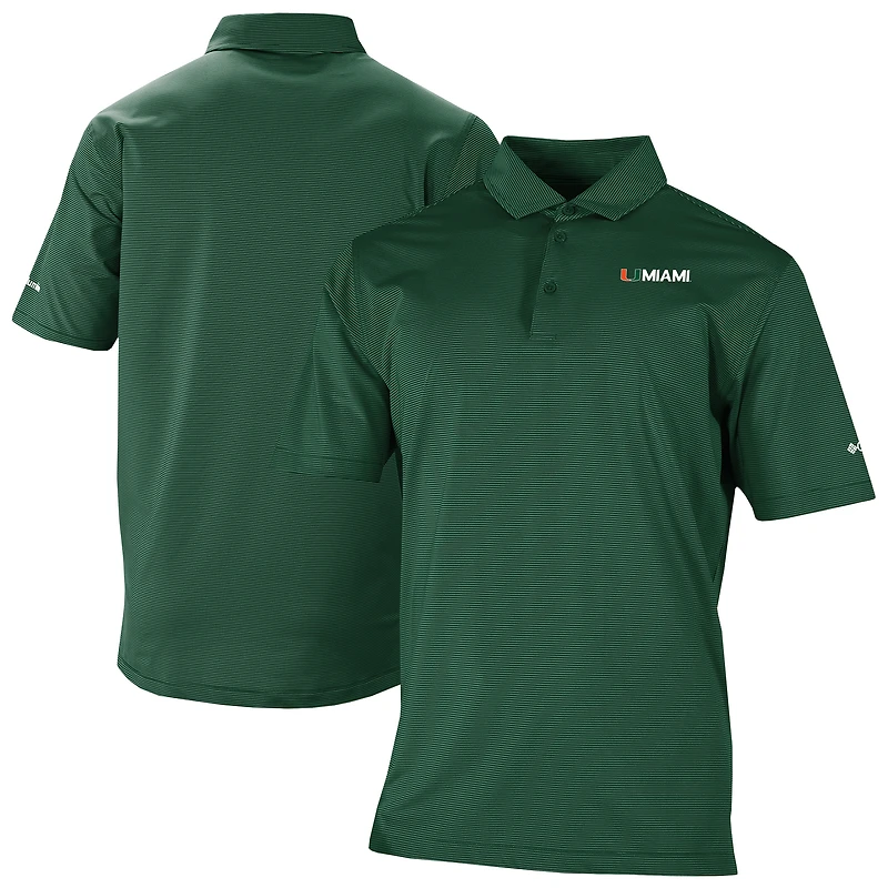 Men's Columbia Green Miami Hurricanes Double Hit Polo