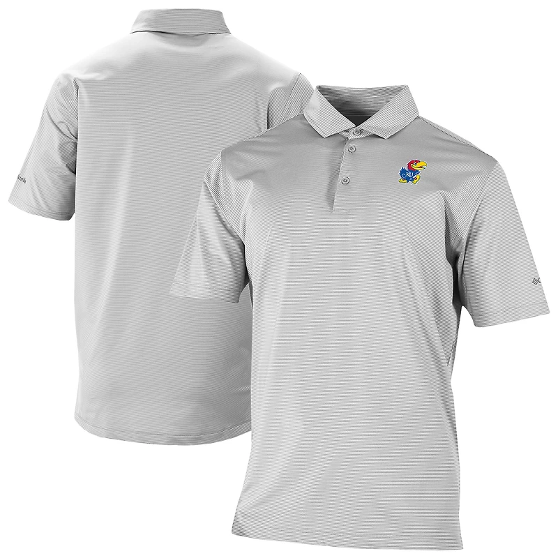 Men's Columbia Gray Kansas Jayhawks Double Hit Polo