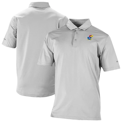 Men's Columbia Gray Kansas Jayhawks Double Hit Polo