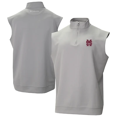 Men's Columbia Gray Mississippi State Bulldogs Omni-Wick Wickhams Hills Quarter-Zip Vest