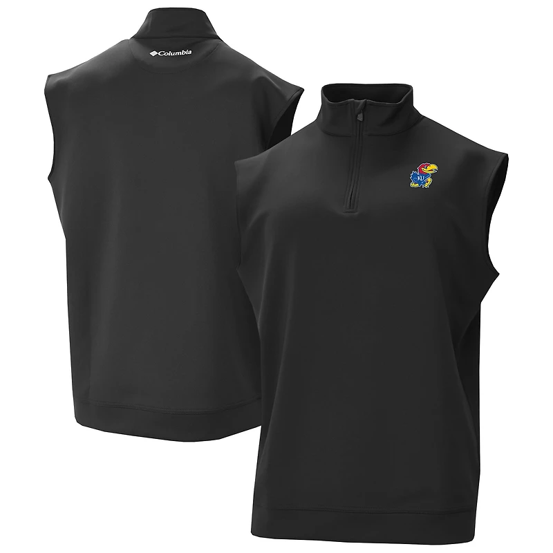 Men's Columbia Kansas Jayhawks Omni-Wick Wickhams Hills Quarter-Zip Vest