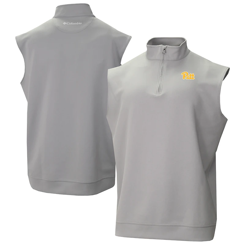 Men's Columbia Gray Pitt Panthers Omni-Wick Wickhams Hills Quarter-Zip Vest