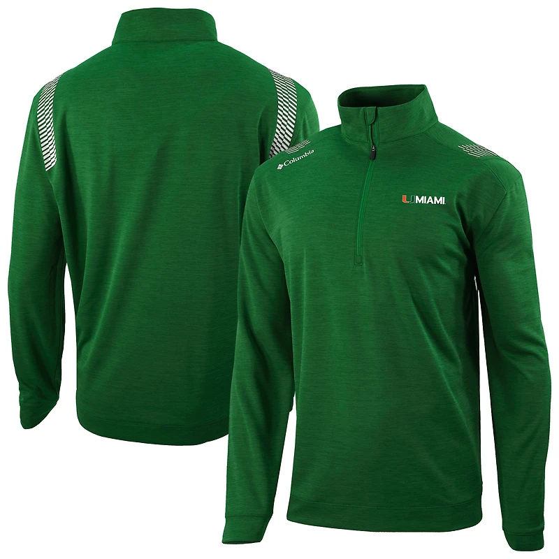 Men's Columbia Green Miami Hurricanes Oakland Downs Quarter-Zip Top