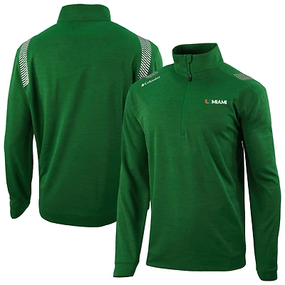 Men's Columbia Green Miami Hurricanes Oakland Downs Quarter-Zip Top