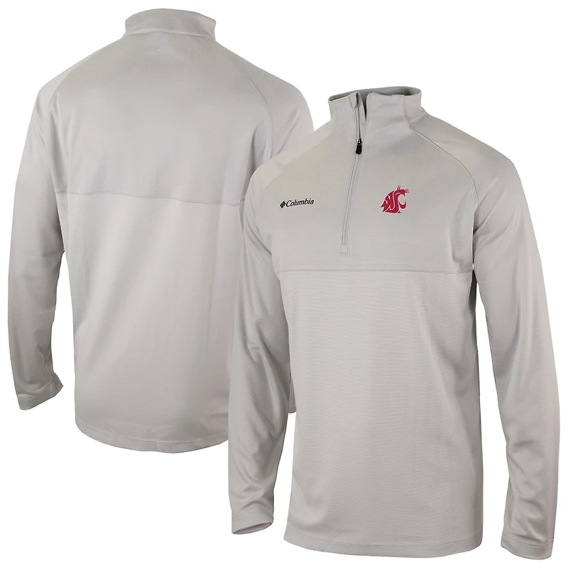 Men's Columbia Gray Washington State Cougars Omni-Wick Raglan Rockin' It Quarter-Zip Top