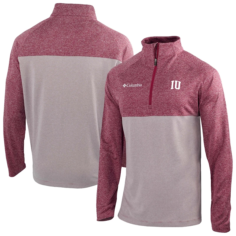 Men's Columbia Crimson Indiana Hoosiers Omni-Wick Raglan Rockin' It Quarter-Zip Top