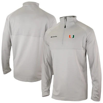 Men's Columbia Gray Miami Hurricanes Omni-Wick Raglan Rockin' It Quarter-Zip Top