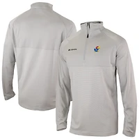 Men's Columbia Gray Kansas Jayhawks Omni-Wick Raglan Rockin' It Quarter-Zip Top