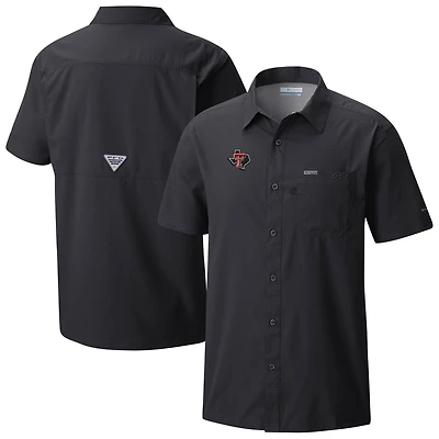 Men's Columbia  Black Texas Tech Red Raiders Slack Tide Omni-Wick Button-Up Camp Shirt