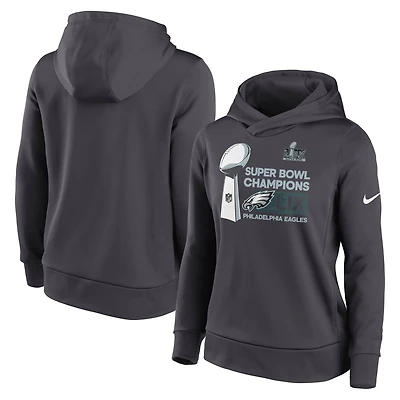 Women's Nike Anthracite Philadelphia Eagles Super Bowl LIX Champions Locker Room Trophy Collection Club Fleece Pullover Hoodie