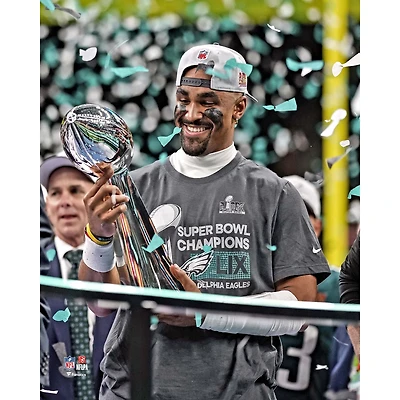 Jalen Hurts Philadelphia Eagles Unsigned Super Bowl LIX Lombardi Trophy Presentation vs. Kansas City Chiefs Photograph