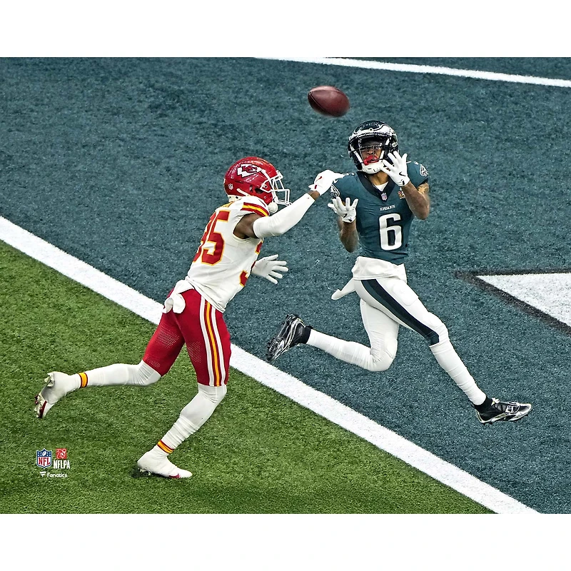 DeVonta Smith Philadelphia Eagles Unsigned Super Bowl LIX Touchdown Catch vs. Kansas City Chiefs Photograph