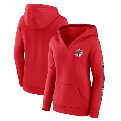 Women's Fanatics Red Toronto FC Scarf Sleeve V-Neck Pullover Hoodie