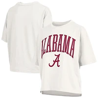 Women's Pressbox White Alabama Crimson Tide Nelson Arch Over Logo Waist Length Oversized Slub T-Shirt