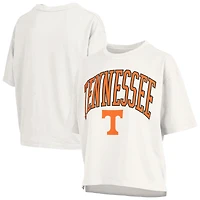 Women's Pressbox White Tennessee Volunteers Nelson Arch Over Logo Waist Length Oversized Slub T-Shirt