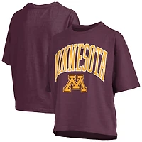 Women's Pressbox Maroon Minnesota Golden Gophers Nelson Arch Over Logo Waist Length Oversized Slub T-Shirt