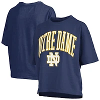 Women's Pressbox Navy Notre Dame Fighting Irish Nelson Arch Over Logo Waist Length Oversized Slub T-Shirt