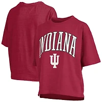 Women's Pressbox Crimson Indiana Hoosiers Nelson Arch Over Logo Waist Length Oversized Slub T-Shirt