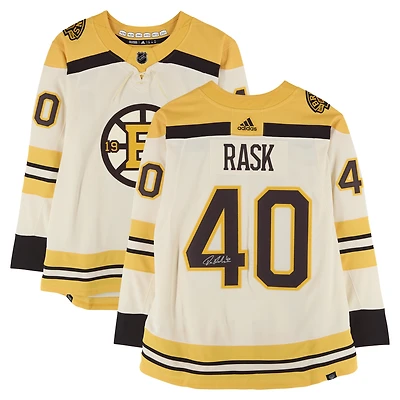 Tuukka Rask Boston Bruins Autographed 100th Anniversary Beige Alternate adidas Authentic Jersey