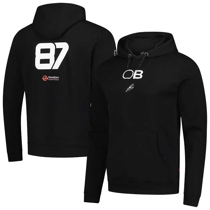 Men's Ollie Bearman Black Haas F1 Team 2025 Fan Wear Hoodie