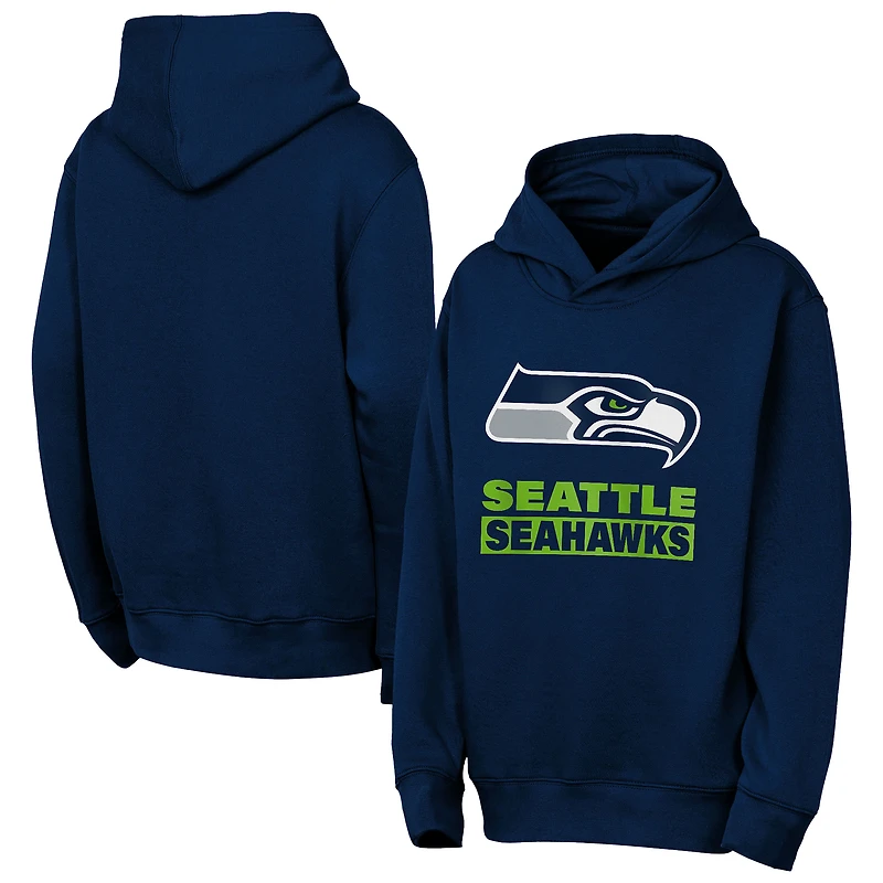 Youth Outerstuff College Navy Seattle Seahawks Back to Basics Hoodie