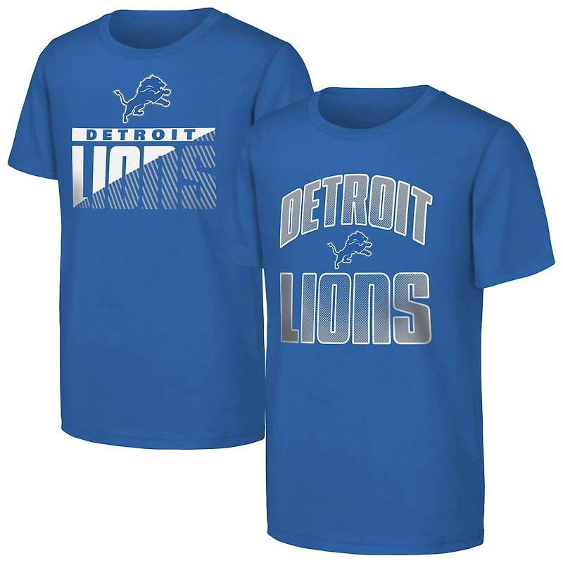 Youth Outerstuff Blue Detroit Lions Never Quit 2-Pack T-Shirt Set