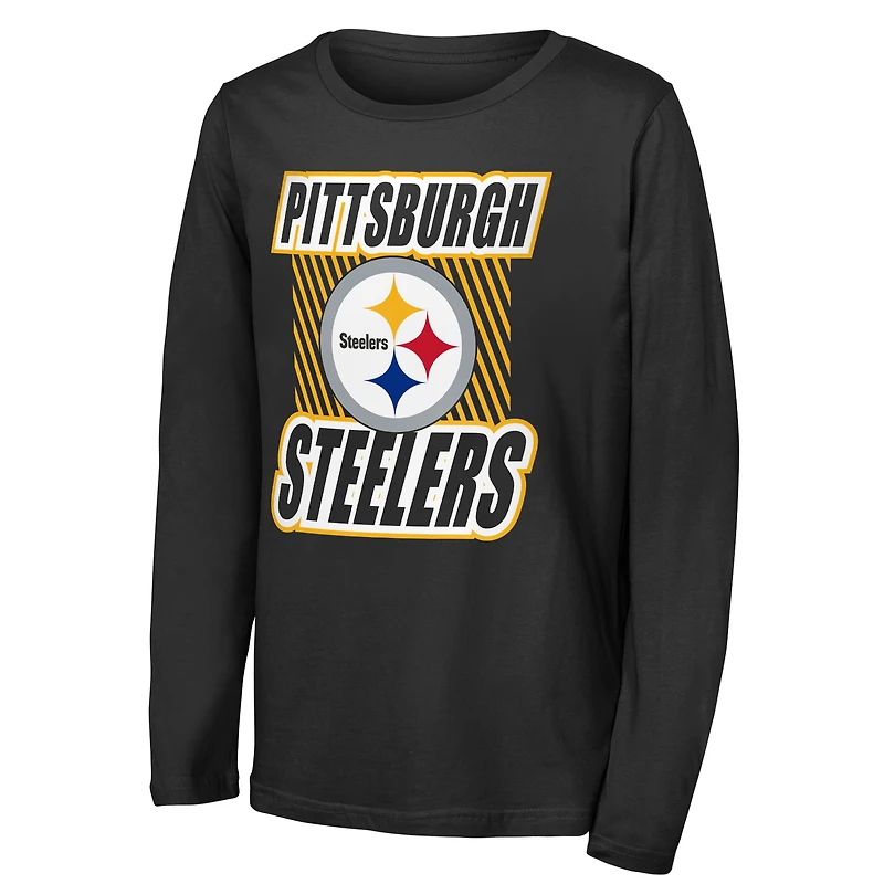 Youth Outerstuff Black Pittsburgh Steelers Never Settle Long Sleeve T-Shirt