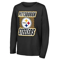 Youth Outerstuff Black Pittsburgh Steelers Never Settle Long Sleeve T-Shirt