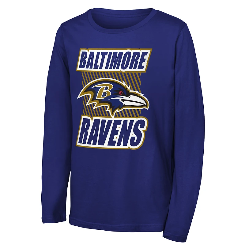 Youth Outerstuff Purple Baltimore Ravens Never Settle Long Sleeve T-Shirt