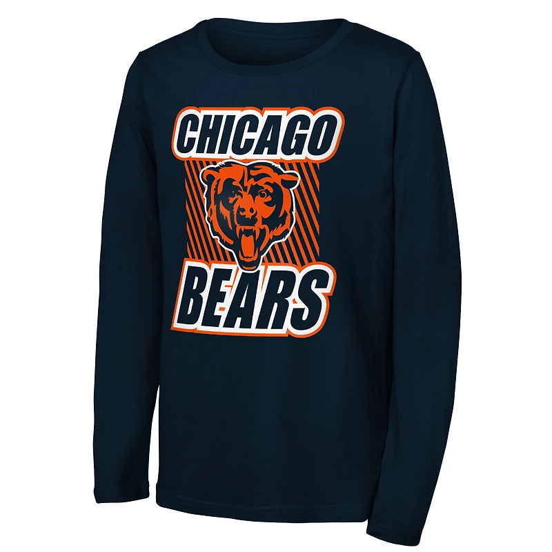 Youth Outerstuff Navy Chicago Bears Never Settle Long Sleeve T-Shirt