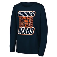 Youth Outerstuff Navy Chicago Bears Never Settle Long Sleeve T-Shirt