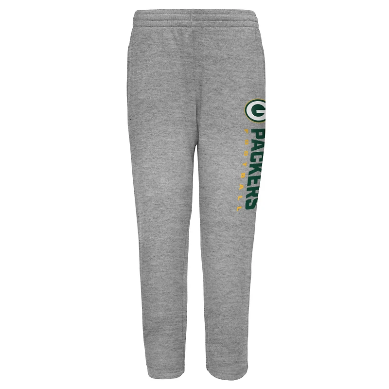 Youth Outerstuff Heather Gray Green Bay Packers Run Hard Fleece Sweatpants