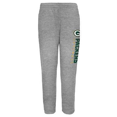 Youth Outerstuff Heather Gray Green Bay Packers Run Hard Fleece Sweatpants
