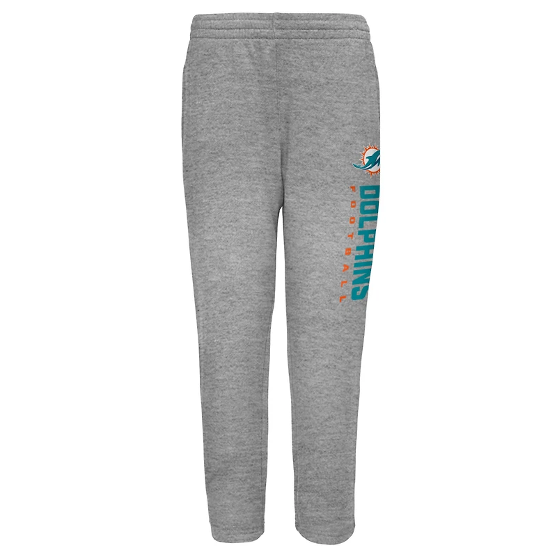 Youth Outerstuff Heather Gray Miami Dolphins Run Hard Fleece Sweatpants