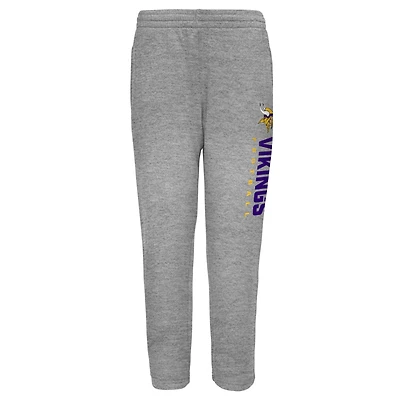 Youth Outerstuff Heather Gray Minnesota Vikings Run Hard Fleece Sweatpants