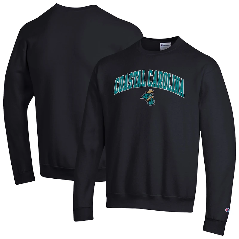 Men's Champion Black Coastal Carolina Chanticleers Arch Over Logo Pullover Sweatshirt