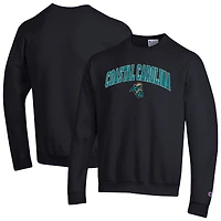 Men's Champion  Black Coastal Carolina Chanticleers Arch Over Logo Pullover Sweatshirt