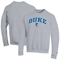 Men's Champion  Heather Gray Duke Blue Devils Arch Over Logo Pullover Sweatshirt