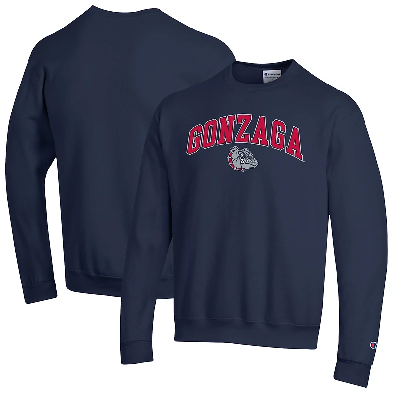 Men's Champion  Navy Gonzaga Bulldogs Arch Over Logo Pullover Sweatshirt