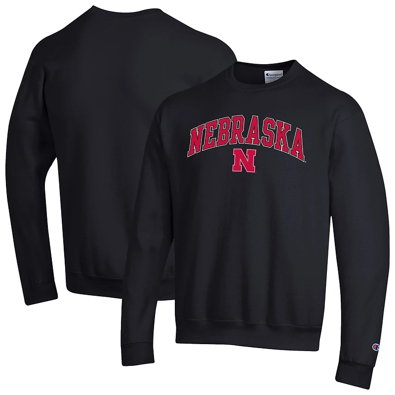 Men's Champion  Black Nebraska Huskers Arch Over Logo Pullover Sweatshirt