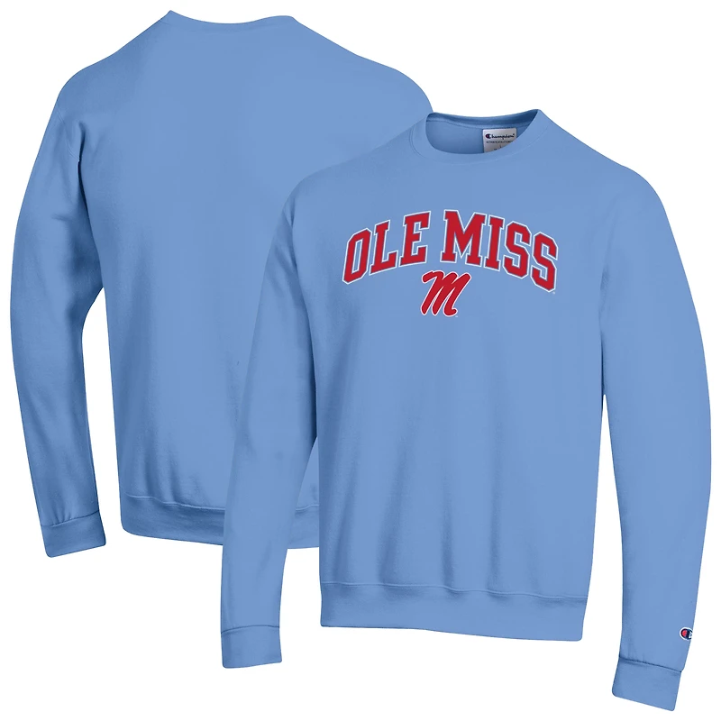 Men's Champion Powder Blue Ole Miss Rebels Arch Over Logo Pullover Sweatshirt