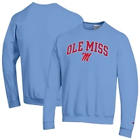 Men's Champion  Powder Blue Ole Miss Rebels Arch Over Logo Pullover Sweatshirt