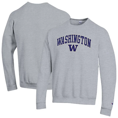 Men's Champion Heather Gray Washington Huskies Arch Over Logo Pullover Sweatshirt