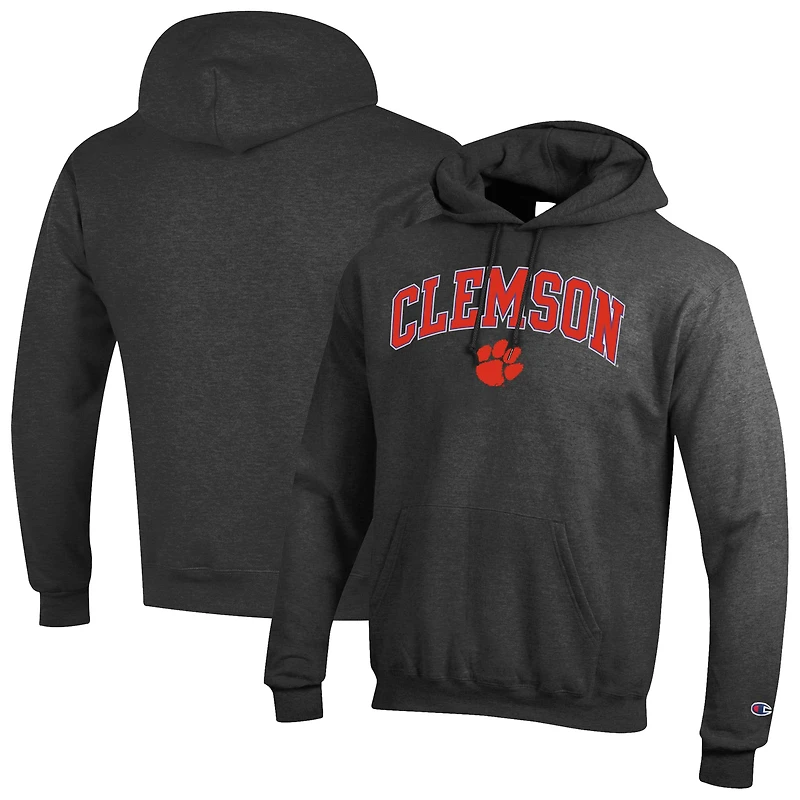 Men's Champion Charcoal Clemson Tigers Arch Over Logo Pullover Hoodie