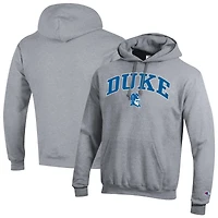 Men's Champion  Heather Gray Duke Blue Devils Arch Over Logo Pullover Hoodie