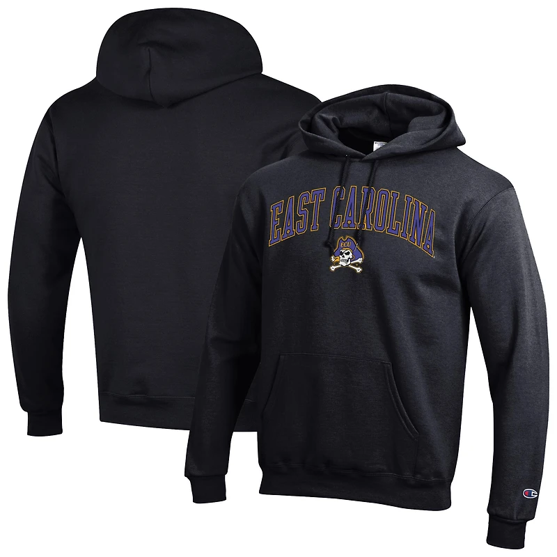 Men's Champion  Black ECU Pirates Arch Over Logo Pullover Hoodie