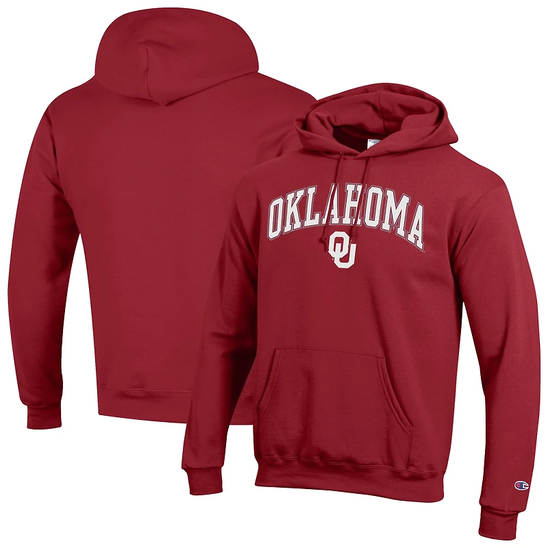 Men's Champion Crimson Oklahoma Sooners Arch Over Logo Pullover Hoodie