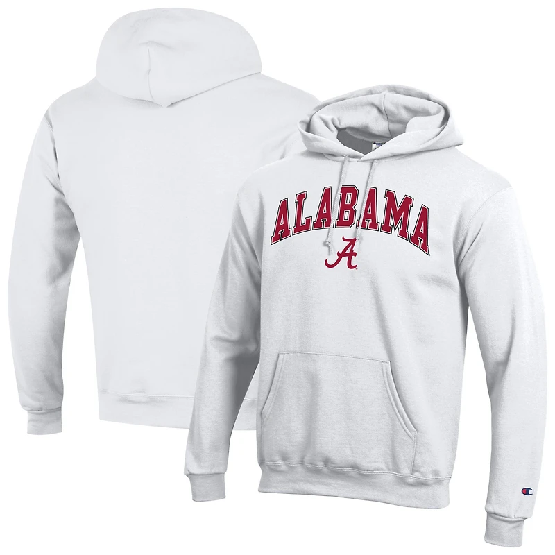 Men's Champion White Alabama Crimson Tide Arch Over Logo Pullover Hoodie